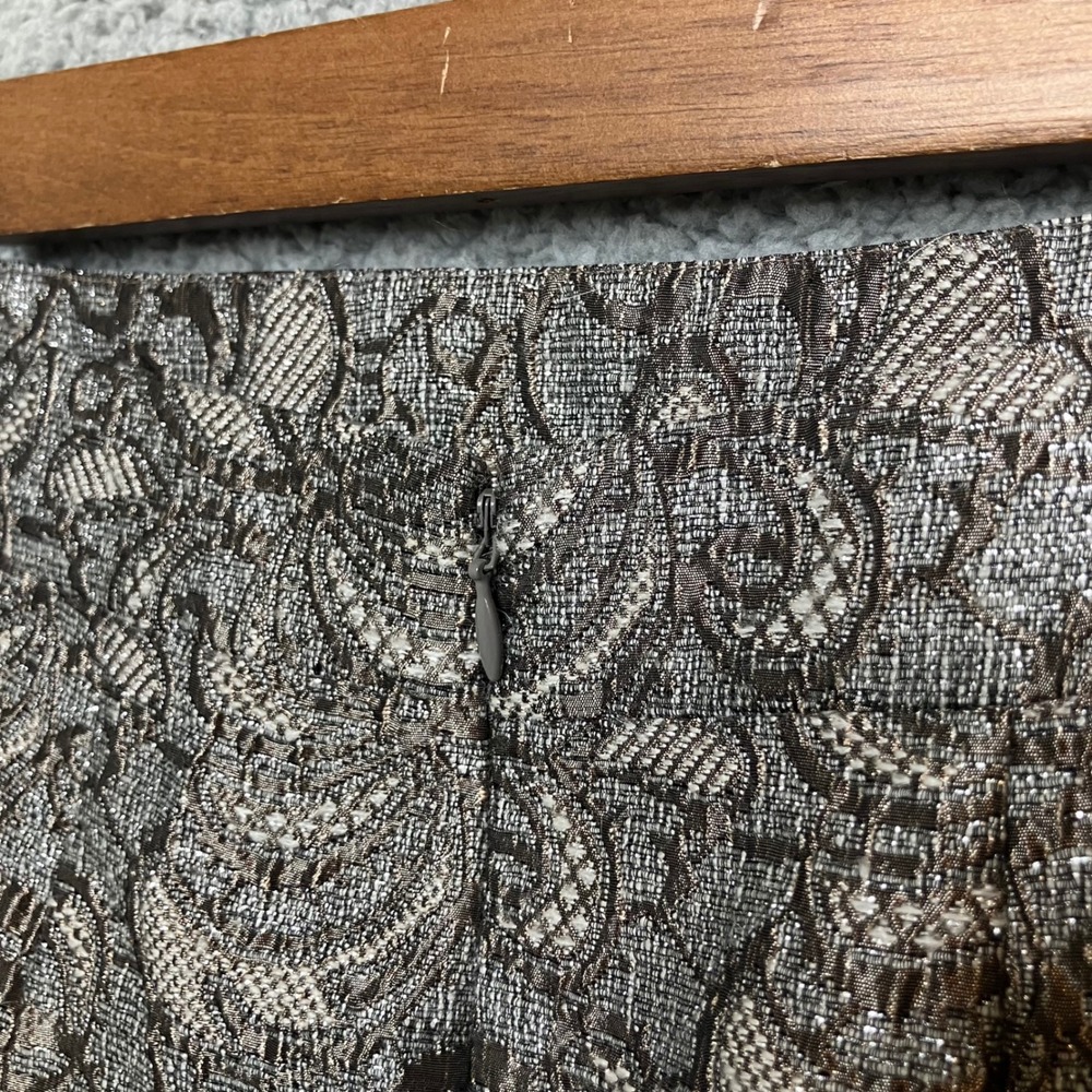 Ann Taylor Pencil Skirt 2 Mohair Wool Blend Silver Metallic Shiny Brocade Office - Picture 9 of 10